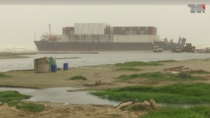 Karachi- Preparations for operation on August 15 to rescue a ship stranded on Sea View